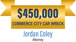Jordan Coley $450000 Settlement for Commerce City Car Wreck