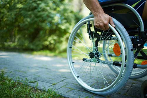 wheelchair with injured person
