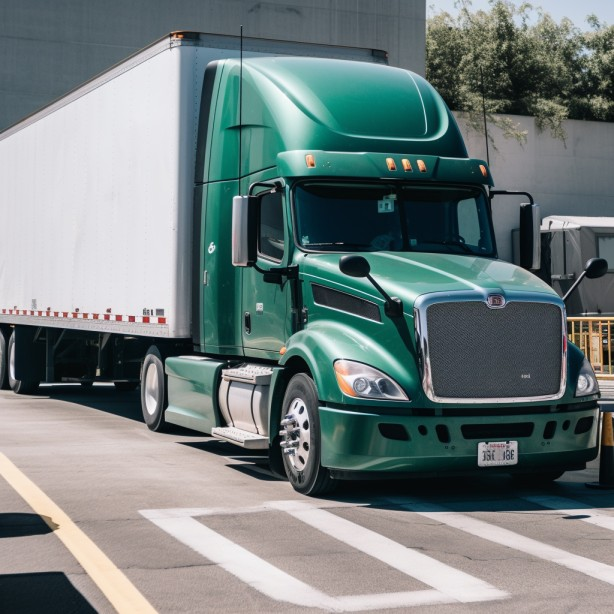 an empty tractor-trailer in a loading area